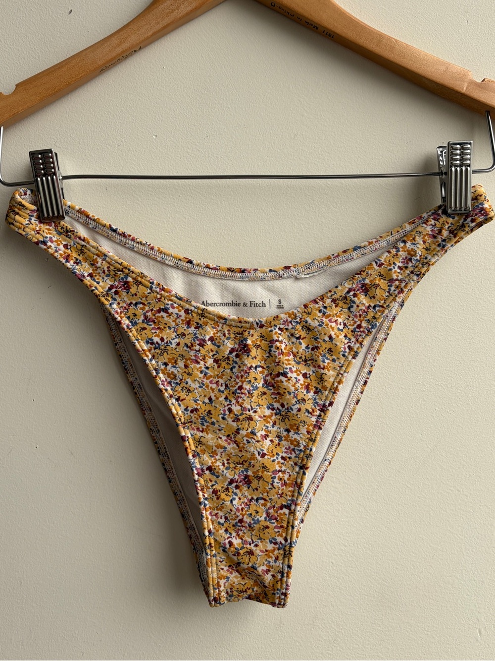 Abercrombie & Fitch Yellow Floral High-Cut Bikini Bottom